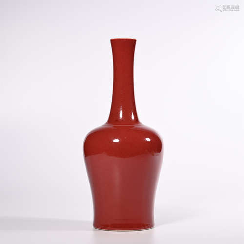 Qing Dynasty Kangxi red glaze rattle bottle