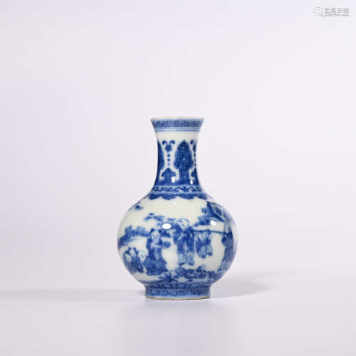 Qing Qianlong blue and white baby play picture vials