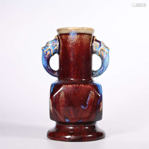 Qing Yongzheng imitation Jun glaze double ear bottle