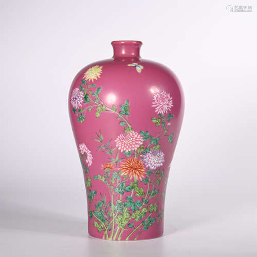 Qing Yongzheng pink flower vase