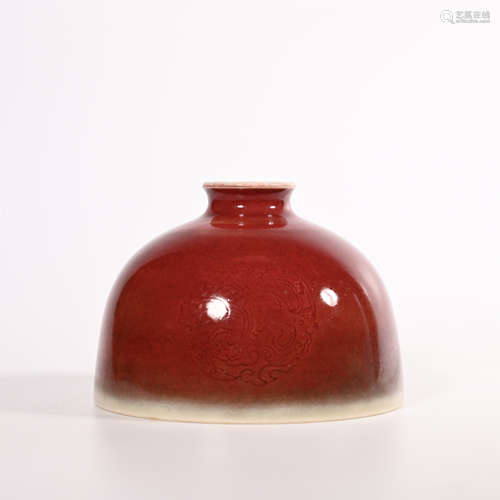 Qing Kangxi red glazed pot