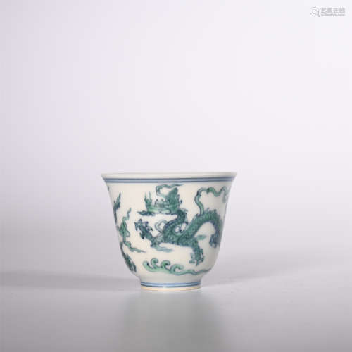 Ming Chenghua green dragon cup
