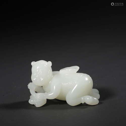 A White Jade Carved Boy Ornament