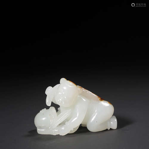 A White Jade Carved Boy Ornament