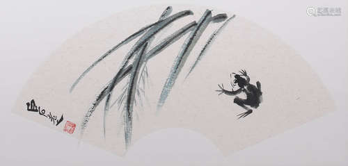 A Chinese Frog Painting, Qi Baishi Mark