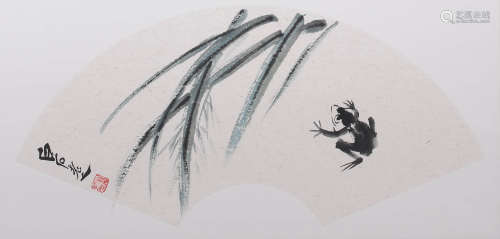 A Chinese Frog Painting, Qi Baishi Mark