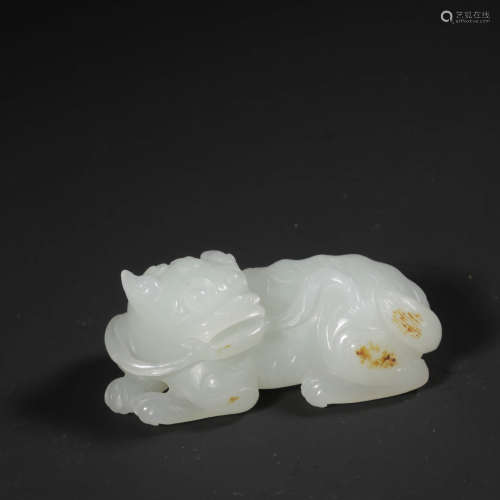 A White Jade Carved Lucky Beast Ornament