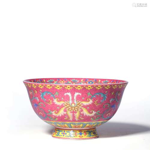 A Yangcai Floral Porcelain Bowl, Qianlong Mark