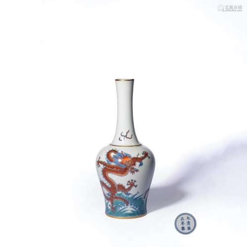 A Doucai Wave Dragon Pattern Porcelain Bell-shaped Zun, Yongzheng Mark