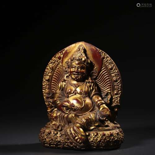 A Gild Bronze Statue of The Yellow Fortune God