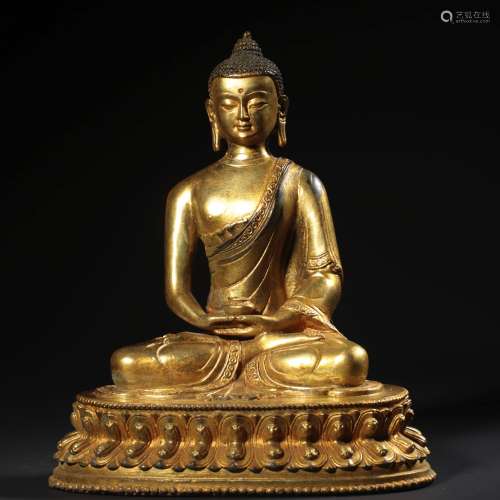 A Gild Bronze Statue of Amitayus Buddha