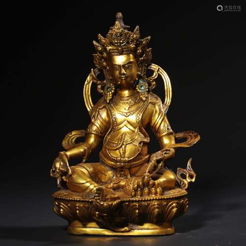 A Gild Bronze Statue of The Yellow Fortune God