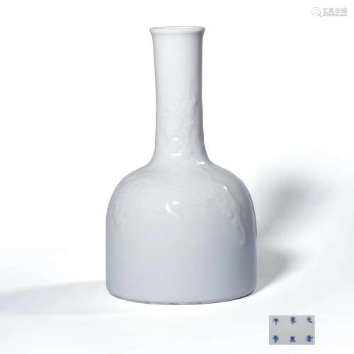 A White Glaze Porcelain Bell-shaped Zun, Kangxi Mark