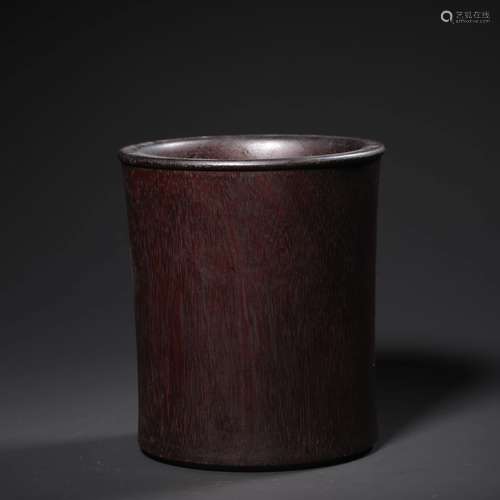 A Lobular Red Sandalwood Brush Pot