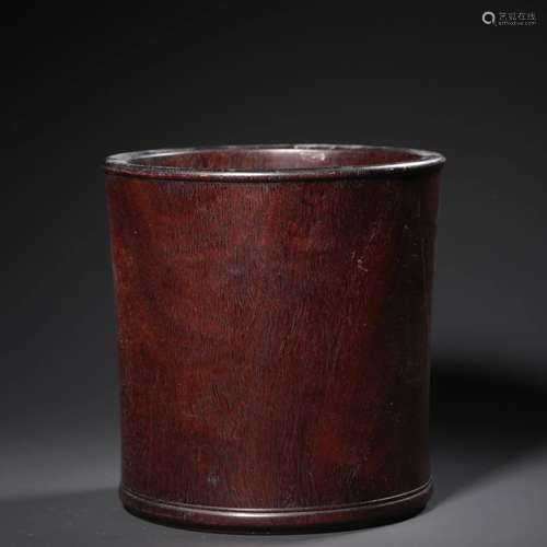 A Lobular Red Sandalwood Brush Pot