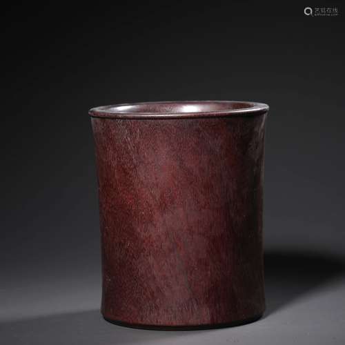 A Lobular Red Sandalwood Brush Pot