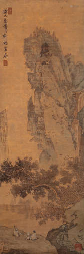 A Chinese Landscape Painting Scroll, Chen Hongshou Mark