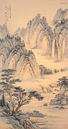 A Chinese Landscape Painting Scroll, Yuan Songnian Mark