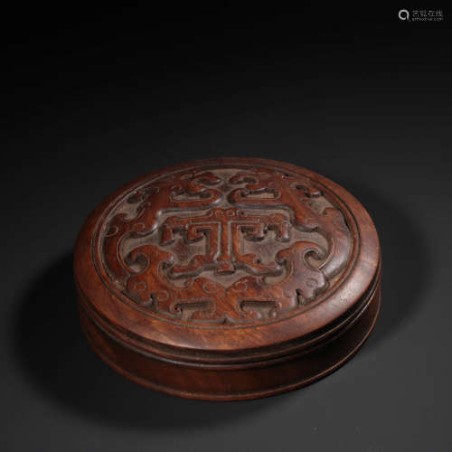 A Dragon Pattern Carved Huali Wood Inkstone Box