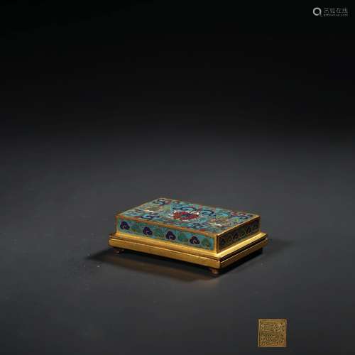 A Gild Bronze Cloisonne Enamel Twining Lotus Pattern Ink Bed