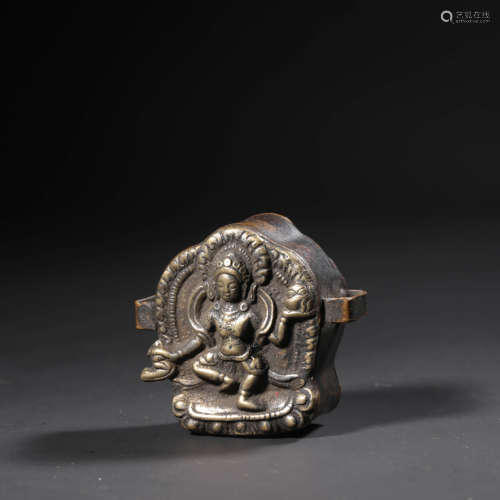 A Bronze Palden Lhamo Gawu Box