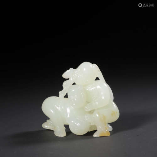 A White Jade Carved Double Boys Ornament