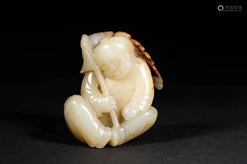 A CHINESE VINTAGE WHITE JADE DISPLAY ITEM