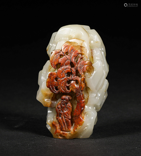 A CHINESE HETIAN ZILIAO JADE IRNAMENT DISPLAY