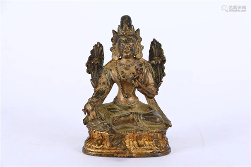 A GILT BRONZE BUDDHIST STATUE