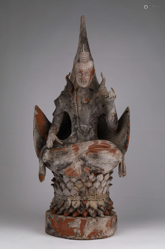 A CHINESE VINTAGE POTTERY STATUE