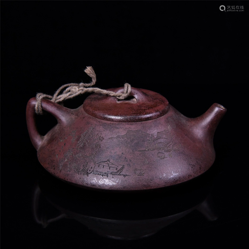 A PURPLE CLAY ZISHA TEAPOT