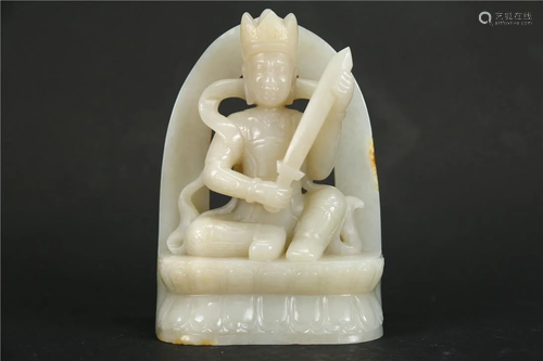 A HETIAN JADE BUDDHIST STATUE