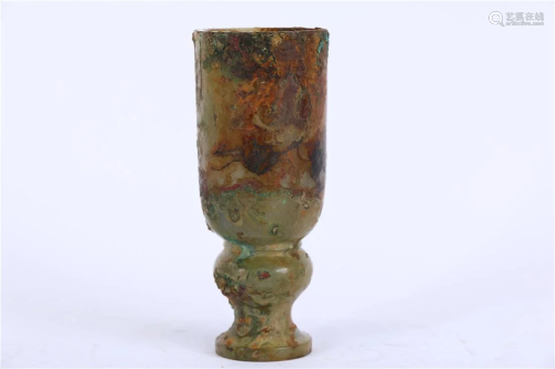 A GOBLET STYLE HETIAN JADE WINE CUP