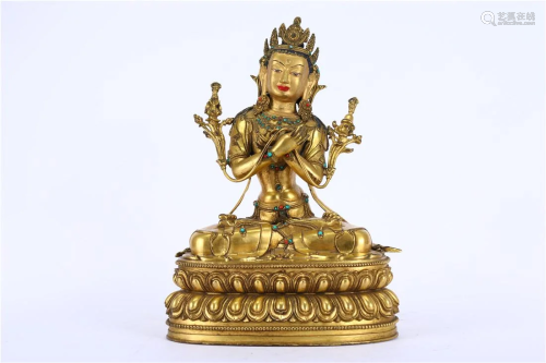 A GILT BRONZE BUDDHA STATUE