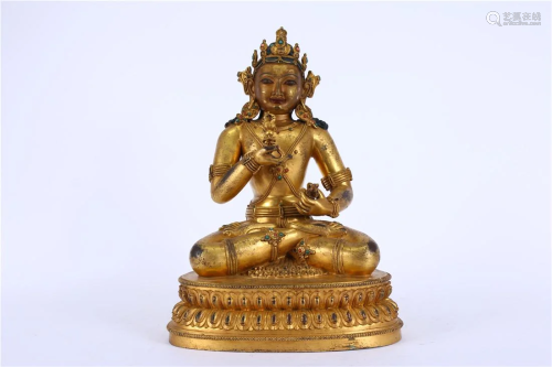 A GILT BRONZE BUDDHA STATUE