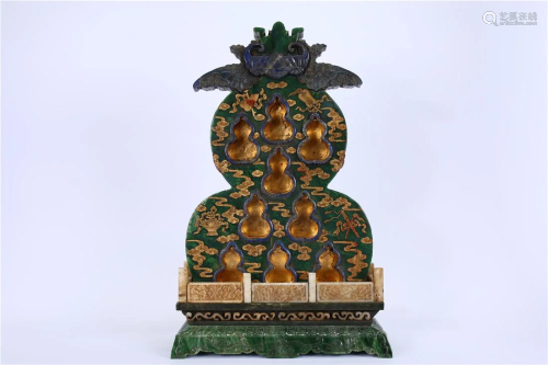 A BUDDHIST SHRINE MADE OF HETIAN GREEN JADE