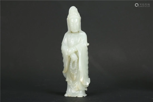 A HETIAN JADE GUAN YIN STATUE