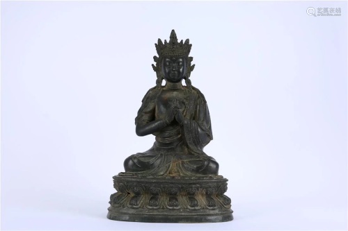 A BRONZE BUDDHIST DAINICHI NYORAI STATUE