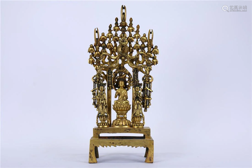 A SET OF GILT BRONZE BUDDHA STATUES