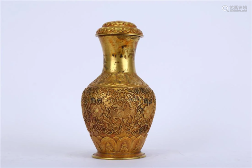 A GILT BRONZE VASE