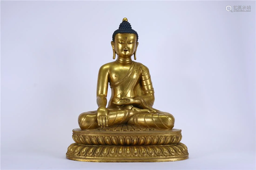 A GILT BRONZE SAKYAMUNI BUDDHA STATUE