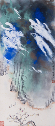 Attributed to He Haixia (1908-1998), Landscape, scroll