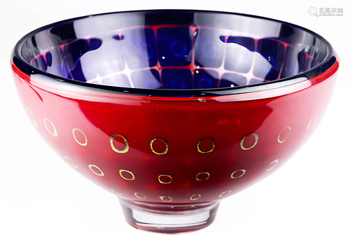 A Swedish cased glass bowl designed by Sven Palmqvist