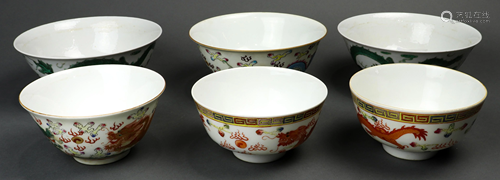 A (lot of 6) Chinese dragon bowls