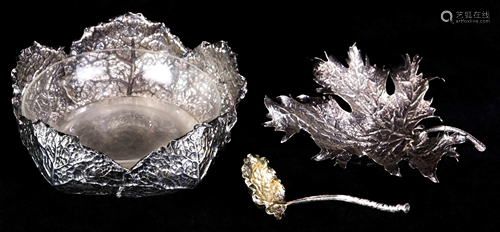 (lot of 3) Buccellati sterling silver maple leaf dish