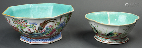 (lot of 2) Chinese Famille Rose and turquoise glaze