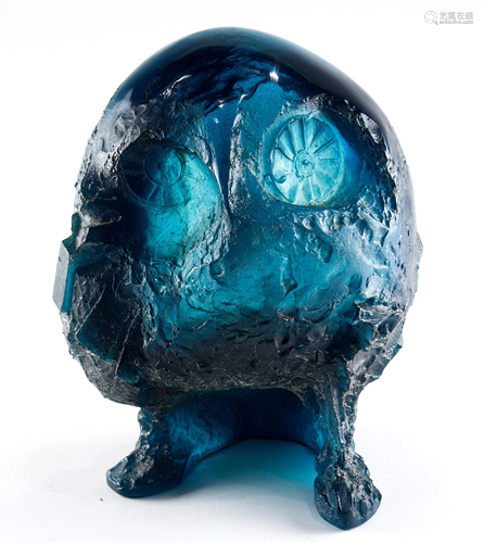 A Daum pate de verre figural sculpture of an owl