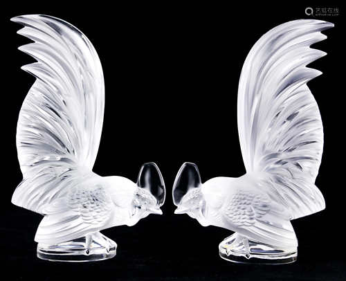 A pair of Lalique, France, frosted glass figural