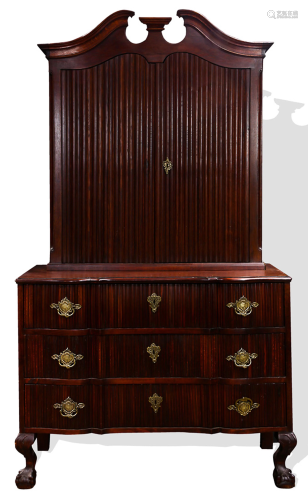 A German oak and beechwood buffet a deux corps early
