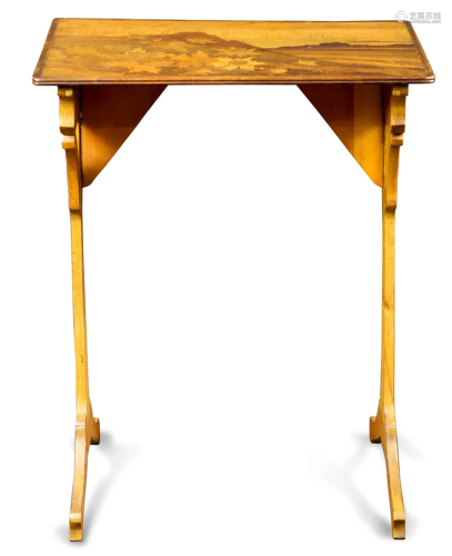 An Emile Galle marquetry decorated occasional table